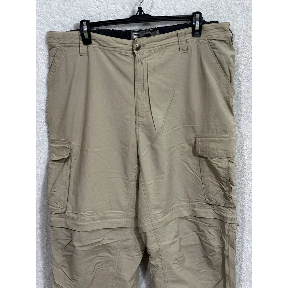 REI Convertible Pants Mens XL 32 Tall Brown Hiking Stretch Cargo‎ Outdoor Zip